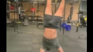 hot athletic guy handstand w/ great bulge