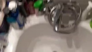 Pee desperation in gym pants female POV