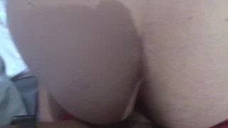 Chubby wife gets doggy creampie