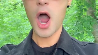 Jerk off and cum rain public while playing with friends cum in mouth