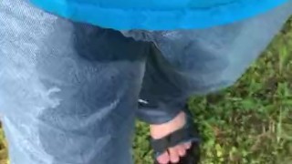 Peeing While Walking in the Yard