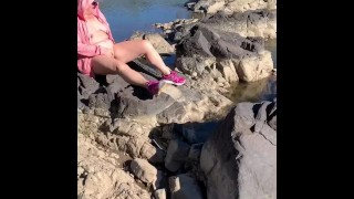 Risky Nude Hiking & River Fuck