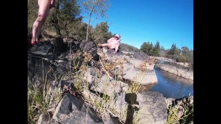 Risky Public Blowjob & Doggystyle by the River