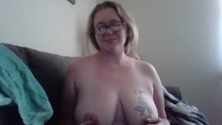 blonde beauty playing with tits and pussy