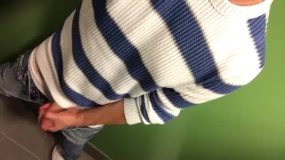 Horny guy plays with his cock on lunch break