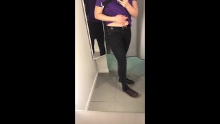 Fucking my pussy in the fitting room during shopping