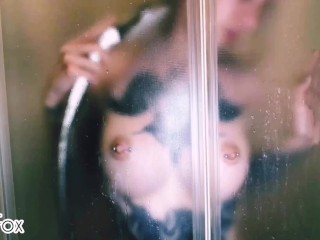 Tattoo GIRL GETTING FUCKED IN the shower, POV BJ - RedFox/Red Fox