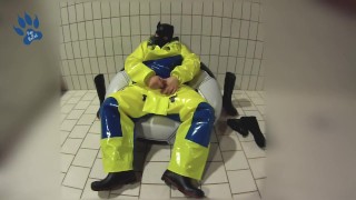 Pup pawing in Pros Extreme waterproof gear