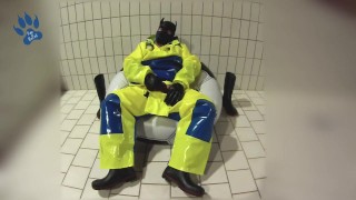 Pup pawing in Pros Extreme waterproof gear