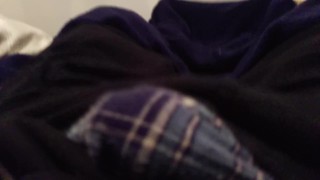 Blue plaid boxers no hands cum