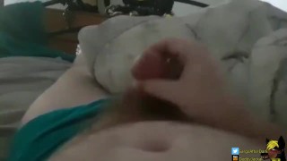 Beating my cock to make a mess all over my belly