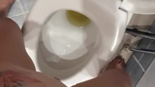 Pee desperation female POV standing, big mess