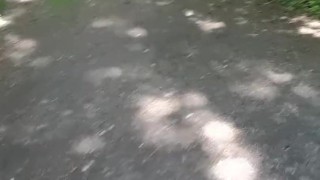 Outdoor pee desperation female POV, piss puddle