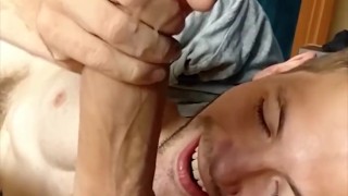 Hot Guy Sucking on My Uncut Dick - Massive Cumshot in Slow-Mo