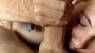 Hot Guy Sucking on My Uncut Dick - Massive Cumshot in Slow-Mo