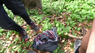Today I am tasting cum with wild garlic in the forest