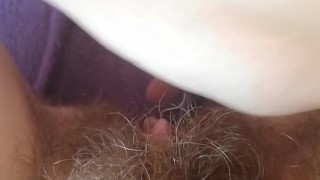 Playing with my grool after orgasm wet hairy pussy sticky cum