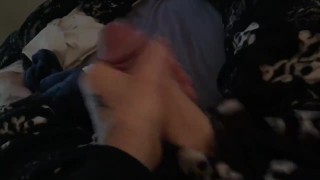 Jerked off in step moms bed