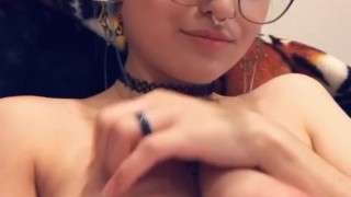 Busty Alt Babe Eats Edible & Sucks on Fingers