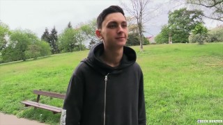  CZECH HUNTER 424 - Twink Enjoying A Smoke By The Park Gets A Massive Cock Raw