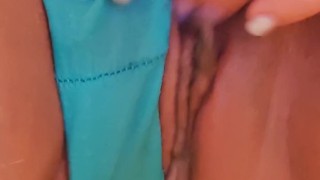 Pissing in panties and a little pussy play