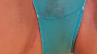 Pissing in panties and a little pussy play