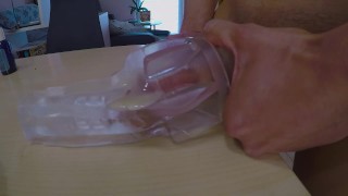 ASMR fleshlight fuck ICE fast cumshot and moaning