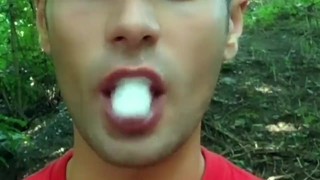 Solo long cum play in mouth - 3 strangers loads chewed till cumfoam and swallowed