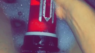 Hydro pumping my juicy fat cock