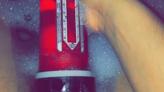 Hydro pumping my juicy fat cock