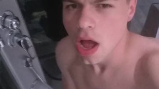 HUNK STR8 CUM UNDER SHOWER