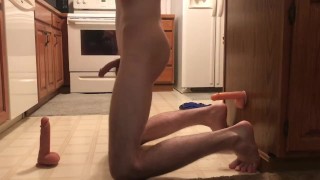 Twink gets dildos from both ends