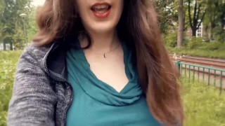 BOUNCING BOOBS IN SHIRT WHILE WALKING 3 (BRALESS) Short