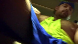 Flashing Swollen Jock Tits In Public Garage After Gym