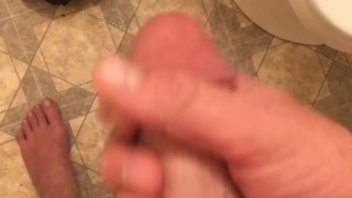 Tugging my thick cock