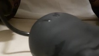 Tranny extreme inflatable dildo in ass