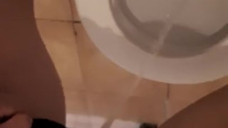Pee desperation in publc toilet Female POV