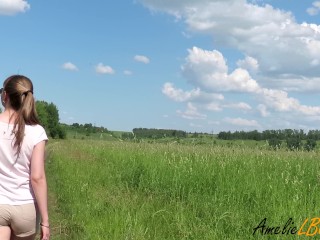 Beautiful girl gave cum in pussy outdoors - pov - 4k