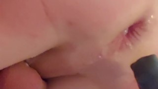 Feeling my Master's cum inside me, fucking myself with the plug