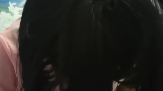 Sissy Fucks ass whilst deepthroating anal plug Findom Porn