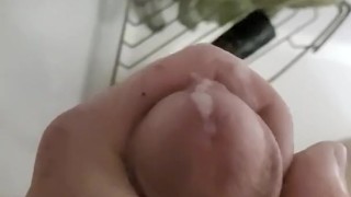 Slow motion cum shot and play my cum on my dick
