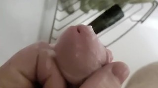 Slow motion cum shot and play my cum on my dick