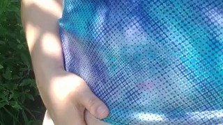 Flashing my tits and pussy on a busy trail