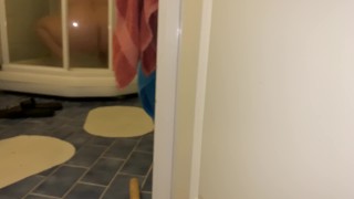 Caught my brothers wife masturbating with hard loud orgasm in the bathroom.