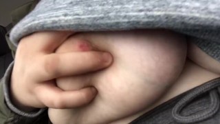 Just Shaking My Big Titties in the Busy Parking Lot