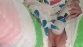 Murrsuit magic wand with buttplug orgasm solo