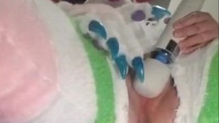 Murrsuit magic wand with buttplug orgasm solo