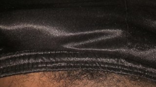 Big cock plays around in gym shorts