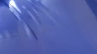 Jerking Off in Blue Neck Entry Catsuit