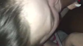 Roommates girlfriend gives blowjob while her boyfriends at work 
